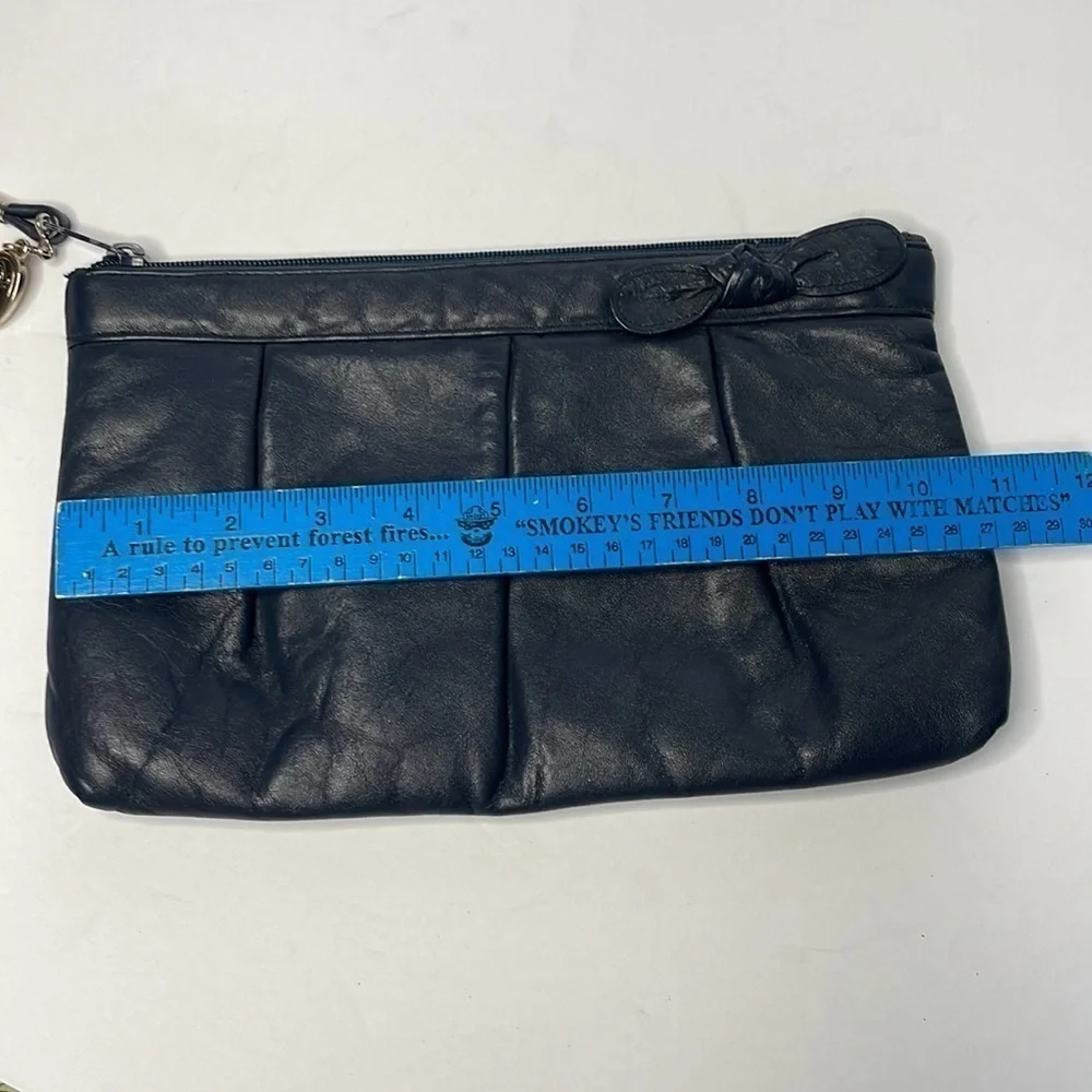 Navy Blue Etra Vintage Leather Clutch/Wristlet